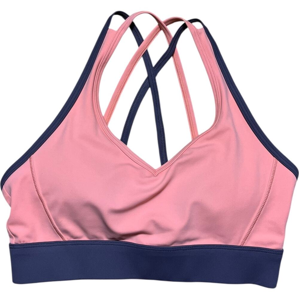 VFU Pink Navy Strappy Sports Bra